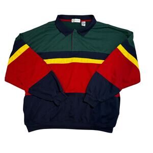 Vintage Player Van Heusen Striped Rugby Shirt Size XXL Polo Long Sleeve Big Tall